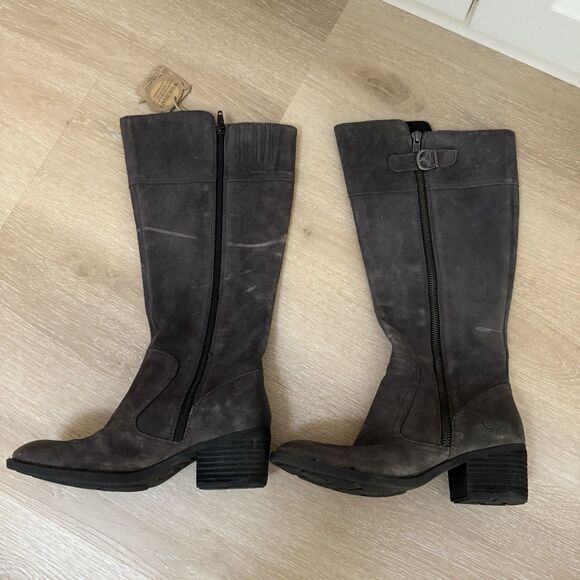 NEW Born Fannar Leather Suede Gray Knee High Tall Wide Calf Boot Sz 6 M $240 - Picture 11 of 11